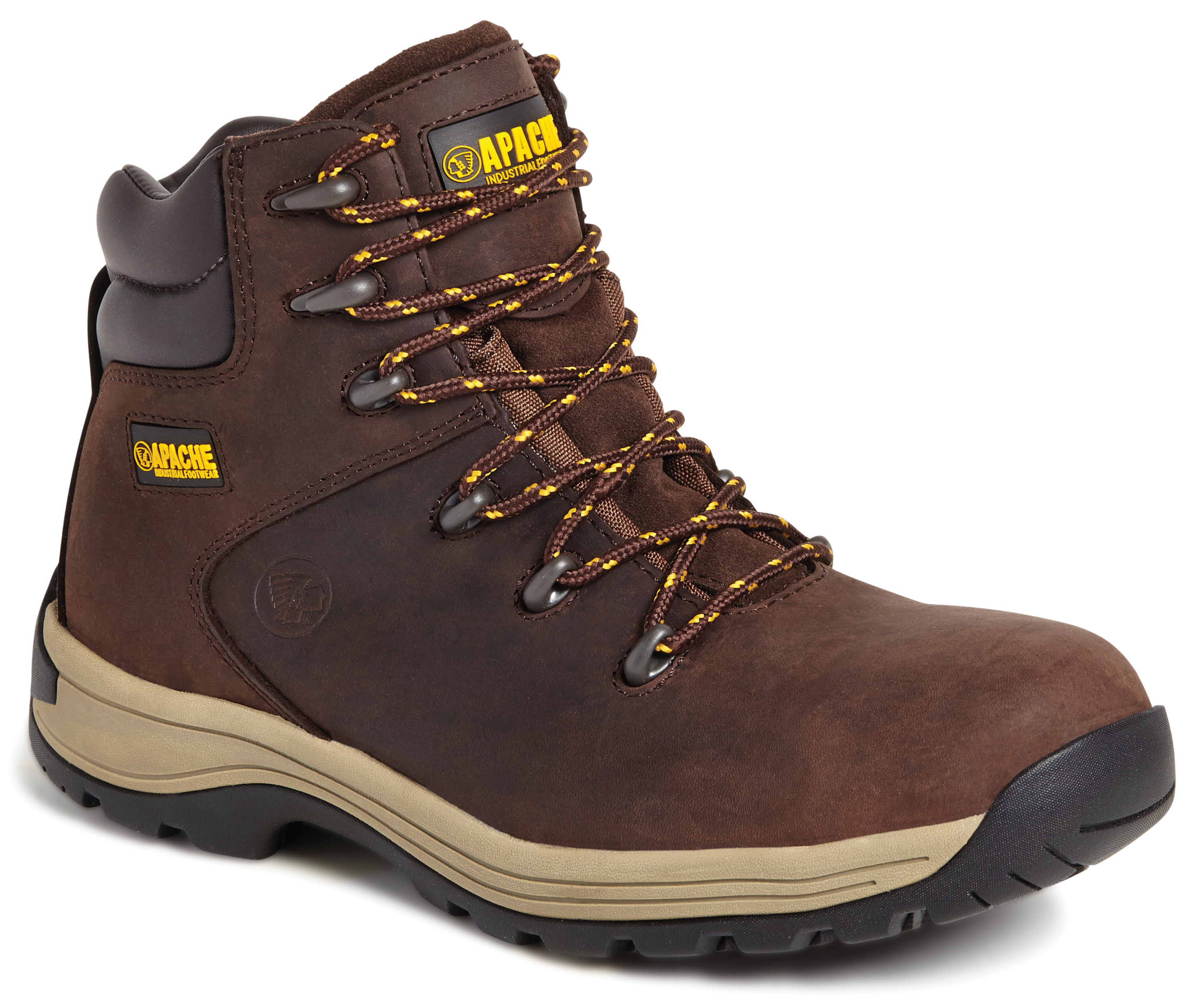 Brown leather safety hiker boots from Apache Workwear